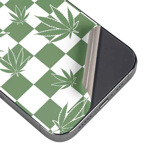 Marijuana Green Checkered iPhone 16 Pro Skin